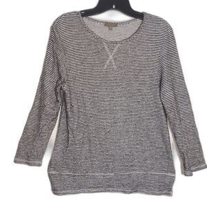 Anthropologie Lilla P Long Sleeve Pima Cotton Soft Striped Light Sweater EUC